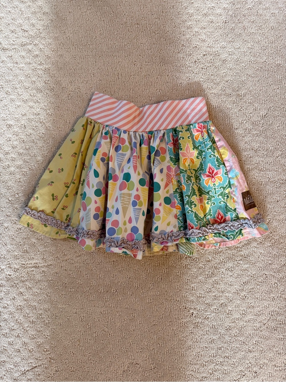 Matilda Jane Girls Skirt Its A Wonderful Parade Size 2 Sorbet Circle Pink Green